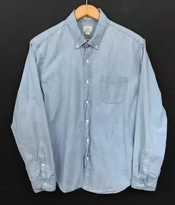 J.Crew Men's Organic Cotton Slim Fit Chambray Shirt Long Sleeve Button Up Size L • $31.99