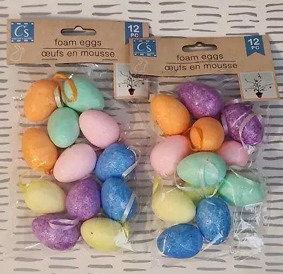 2 Pks Crafter's Square Easter Spring Ornaments ~ Glittery Foam Easter Eggs • $9.25