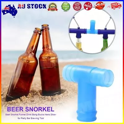 # Beer Snorkel Funnel Drink Straw Connector For Party Bar (B Blue) • $8.03