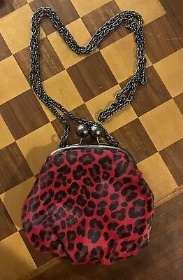 Vintage Iris Apfel - Red Cheetah - Kisslock Crossbody Handbag Purse - RARA AVIS • $75