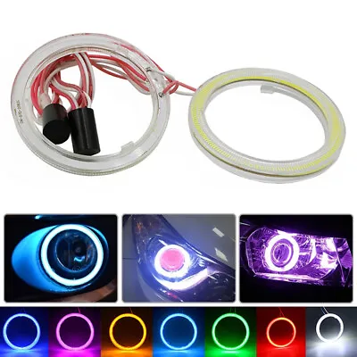 Pair COB Angel Eyes Halo Car Motorcycle LED Headlight DRL Fog Lights Turn Signal • $13.29