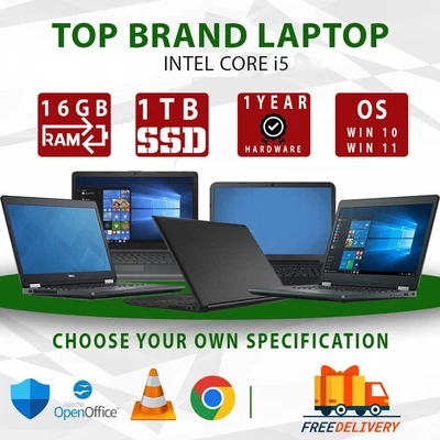£74.99 • Buy Laptop Windows 10 ISeries Refurbished Laptops 16GB RAM 1TB SSD Build Your Own