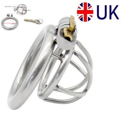Male Chastity Device Penis Cage Metal Sissy Lock Restraint Ring Enhancer Bondage • £13.80