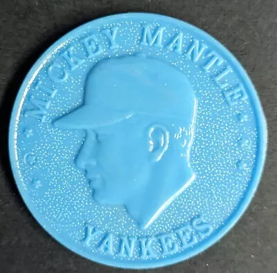 1960s Mickey Mantle Armour Coin Light Blue New York Yankees Baseball MLB COA • $200