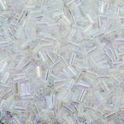 Miyuki Bugle Beads Size #1 3mm X 1.5mm 19.5 Gram Tube Crystal AB • $4.29