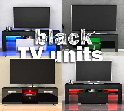 £64.99 • Buy Modern TV Unit Cabinet High Gloss Matt Sideboard Stand LED Lights Display Black