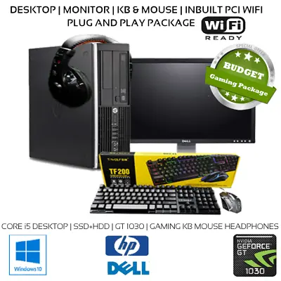 Gaming Office PC Package Intel Core I5 NVIDIA KB Mouse Headphones WiFi Monitor  • $529.99