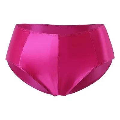 Mens Satin Underwear Oil Slip Hip Lift Shaping Sisy Red Brief Glossy Bottom L • $8.99