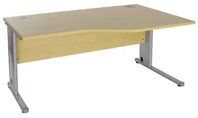 £118.80 • Buy Ascot 1600mm Right Hand Maple Wooden Wave Office Desk Steel Leg