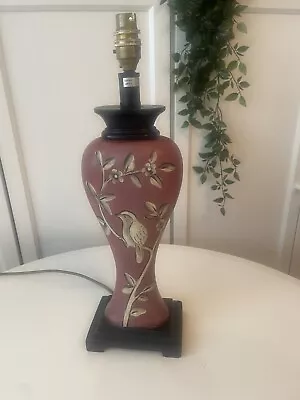 Vintage Hand Painted Red Oriental Bird Ginger Jar Lamp Country House Vibe • £47.27