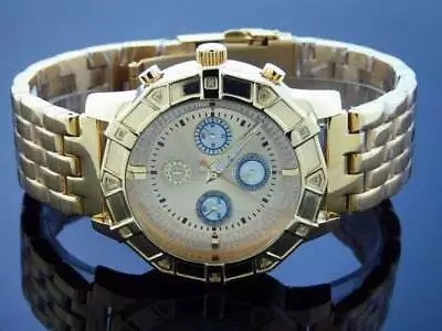 Techno Watch 10 Diamond Stainless Steel 46MM Watch Gold Tone Case • $199.99