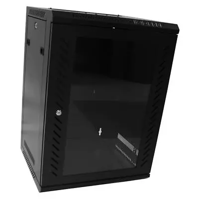 15U IT Network Server Data Cabinet Rack Enclosure Glass Door Lock W/ Cooling Fan • $134.99