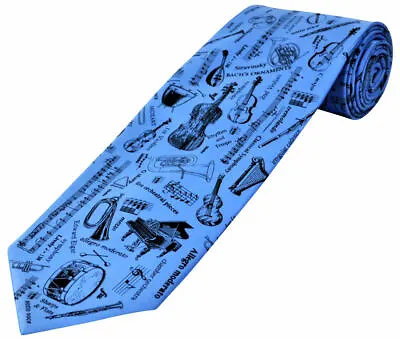£13.99 • Buy THE TIE STUDIO - Classic Music Sharps & Flats Blue, Musical Instrument Men's Tie