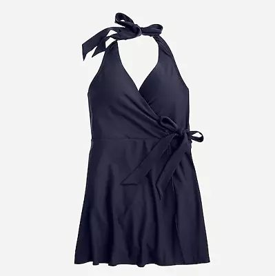 NWT J. Crew Women's NWT Halter Wrap Swim Dress - Navy - Size 0 • $98