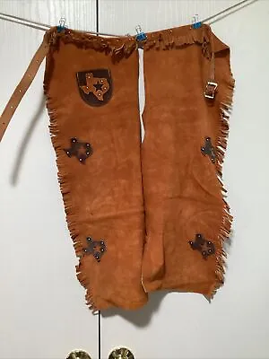 $47.90 • Buy Western Cowboy / Cowgirl Leather Suede Fringe Children's Chaps Rodeo, Texas 24  