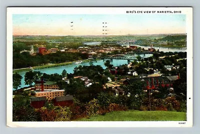 Marietta OH-Ohio Aerial View Town And Bridge C1934 Vintage Postcard • $7.99