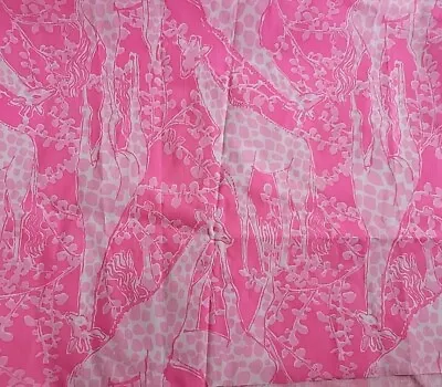 Pink Giraffes “Babbie” By Zuzek Vintage Key West Hand Print Fabric 44  X 33  • $75