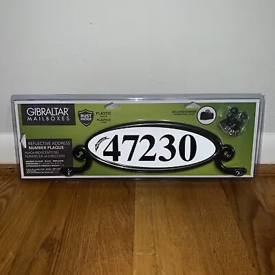Gibraltar Mailboxes Reflective Address Number Plaque Plastic Black Oval New • $24.99