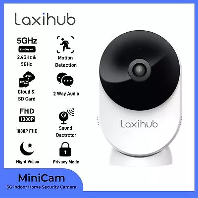 $33.54 • Buy Laxihub 5G Indoor WiFi IP Security Camera 1080P Wireless Home Mini Cam Monitor