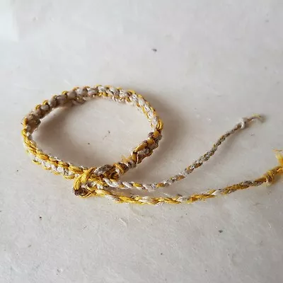 Braided Hemp Twisted Cord Yellow Bracelet/ Surfer/Beach/Macrame *Handmade* • $3.69