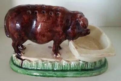 Pretty/Old Majolica Palissy Toothpick Holder With A Pig Very Nice & RARE • $275