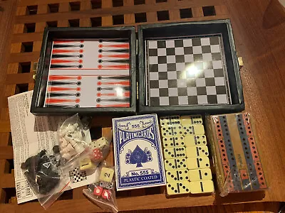 New MAGNETIC TRAVEL SET  6+ GAMES CHESS CHECKERS DOMINOES Cribbage Backgammon • $18.50