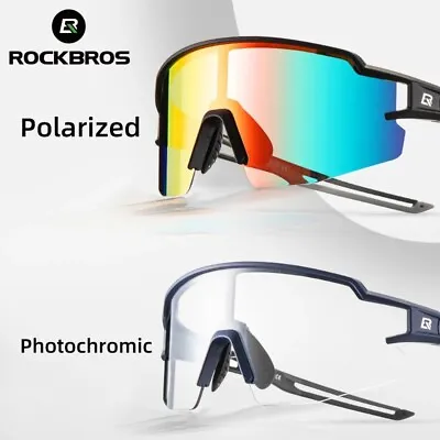 RockBros Photochromic Polarized Glasses Cycling Bike Sports Sunglasses UV400 HD • £16.99