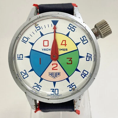 £350 • Buy Vintage HEUER Yacht Timer Stopwatch Silver Mechanical Round Leonidas Regatta
