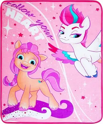 New My Little Pony Sunny Zipp Plush Fleece Throw Gift Blanket Ponies Heart Pink  • $16.87