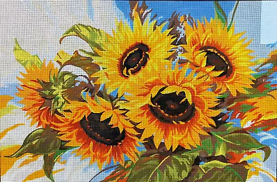 $59.79 • Buy Needlepoint Painted Canvas Gobelin Sunflowers. 24 X32  12970 Collection D'Art