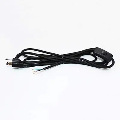18/3 10Ft Vintage Electric Wire With Plug & Normal Switch Cloth Covered Braid... • $23.20