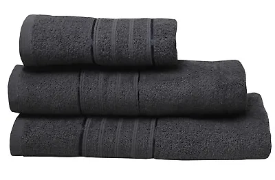 Egyptian Hand Towel Designer 100% Cotton Luxury Soft Fluffy Plush Towel Charcoal • £3.89