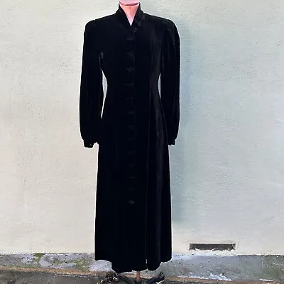 J. Peterman Company Velvet Coat Dress Long Sleeve Black Vintage Retro Pinup 6 • $74.99