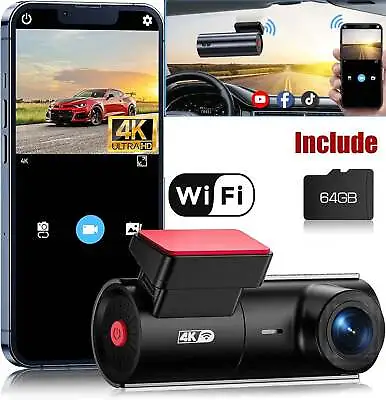 UHD 2160P Dash Cam 4K WiFi Smart Dash Camera Night Vision Car Camera 64GB Card • $76.99