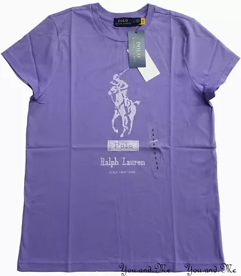 POLO RALPH LAUREN Women Cotton Short Sleeve Tee T-Shirt BIG PONY Hyacinth S / M • $28.50