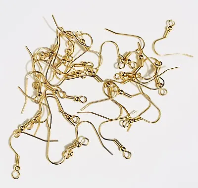 316L Surgical Steel GOLD Earring Wire Fish Hook Earing Blank X 10Pairs UK SELLER • £4.95