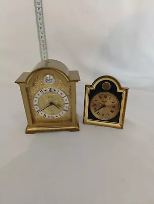 Vintage Brass Swiza 8 Day Swiss . Desk Alarm Clock Working Well A22 • $12.62