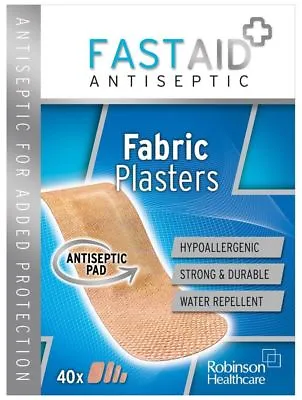 Fast Aid Antiseptic Fabric Plasters - 40 Assorted Plasters • £5.94