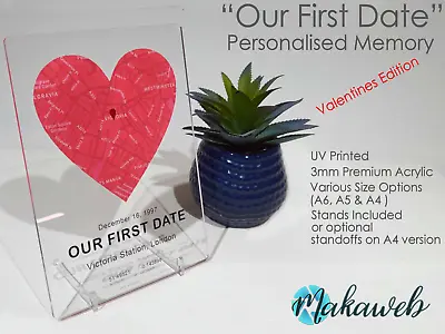 Personalised First Date Plaque Couples Gift Anniversary Gift Valentines Gift • £20.50