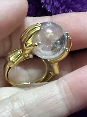 Crown Trifari Vtg Crystal Ball Ring  Rare ! Approx Size 7 • $225