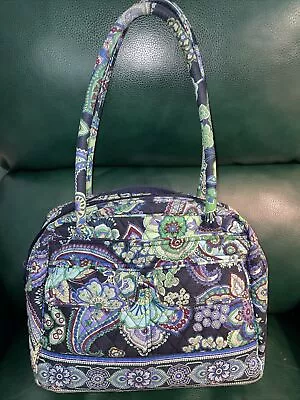 Vera Bradley Large Bowler BLue Rhapsody Shoulder Bag Tote 14x10x5 Gently Used FS • $33.99