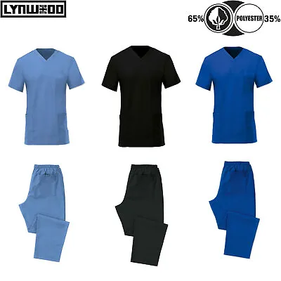 £11.99 • Buy Men Women 2 Piece Medical Suit Hospital Doctor Nurse Uniform Scrubs Top & Pants