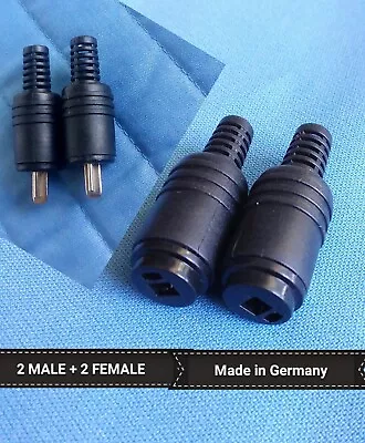 German Made  2 Pin DIN Plug 2- Male + 2- Female PLUGS HiFi Connector Screw Type • $13.99