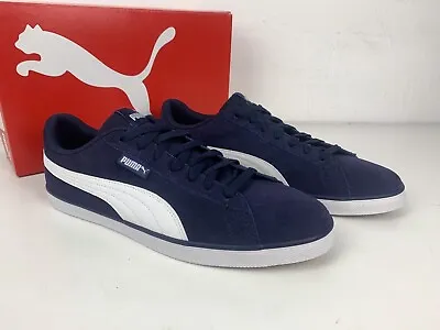 $60 • Buy PUMA Mens Unisex Urban Plus Navy Blue White Suede Shoes Sneakers NEW BOX
