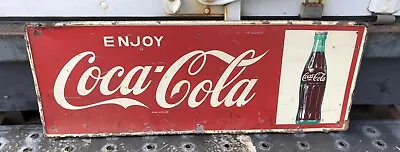 C.1950s Original Vintage Enjoy Coca Cola Metal Sign • $195