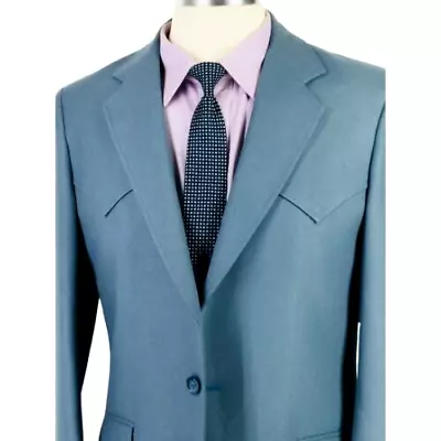 NWOT 40L Wrangler USA Mens Vintage Ranch Western Blazer Sport Coat Steel Blue • $57.95