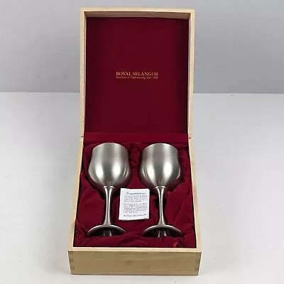 Royal Selangor 2 X Pewter Wine Goblets In Wooden Gift Box • $89.99