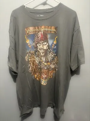 Vintage Disney Pirates Of The Caribbean Shirt Oversized XXL 2XL Men’s Gray • $15