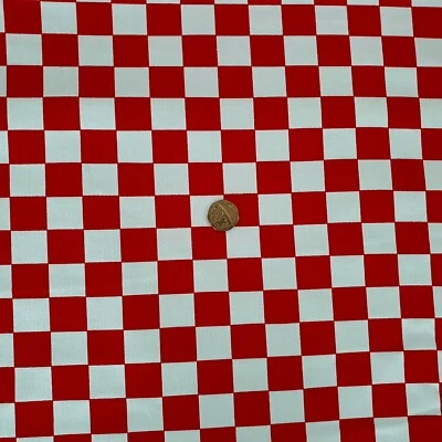 £7.50 • Buy 100% Cotton Chefs Check Red & White Drill/Twill Fabric/Material  1 Full Metre