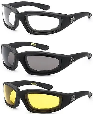 3 Pair Motorcycle Riding Glasses Smoke Clear Yellow For Harley Davidson Choppers • $25.99